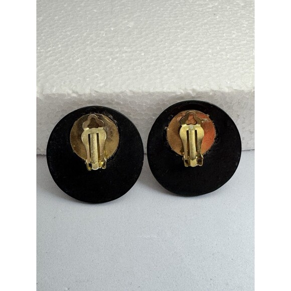 Vintage Tribal Face Mask Clip On Earrings African Art - Picture 3 of 3